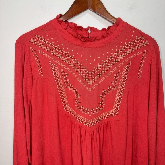 Torrid Washable Crinkle Gauze Relaxed Embroidered Blouse Size 1x Boho Flowy - Picture 6 of 13